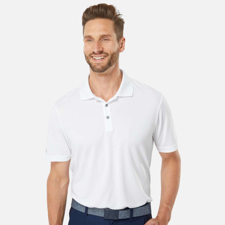 Polo à manches courtes Performance Adidas blanc pour homme, vêtement de sport léger et respirant.