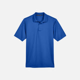 Polo Devon & Jones CrownLux DG20 en tissu bleu royal, vêtement polo pour homme, détail de col et manches.