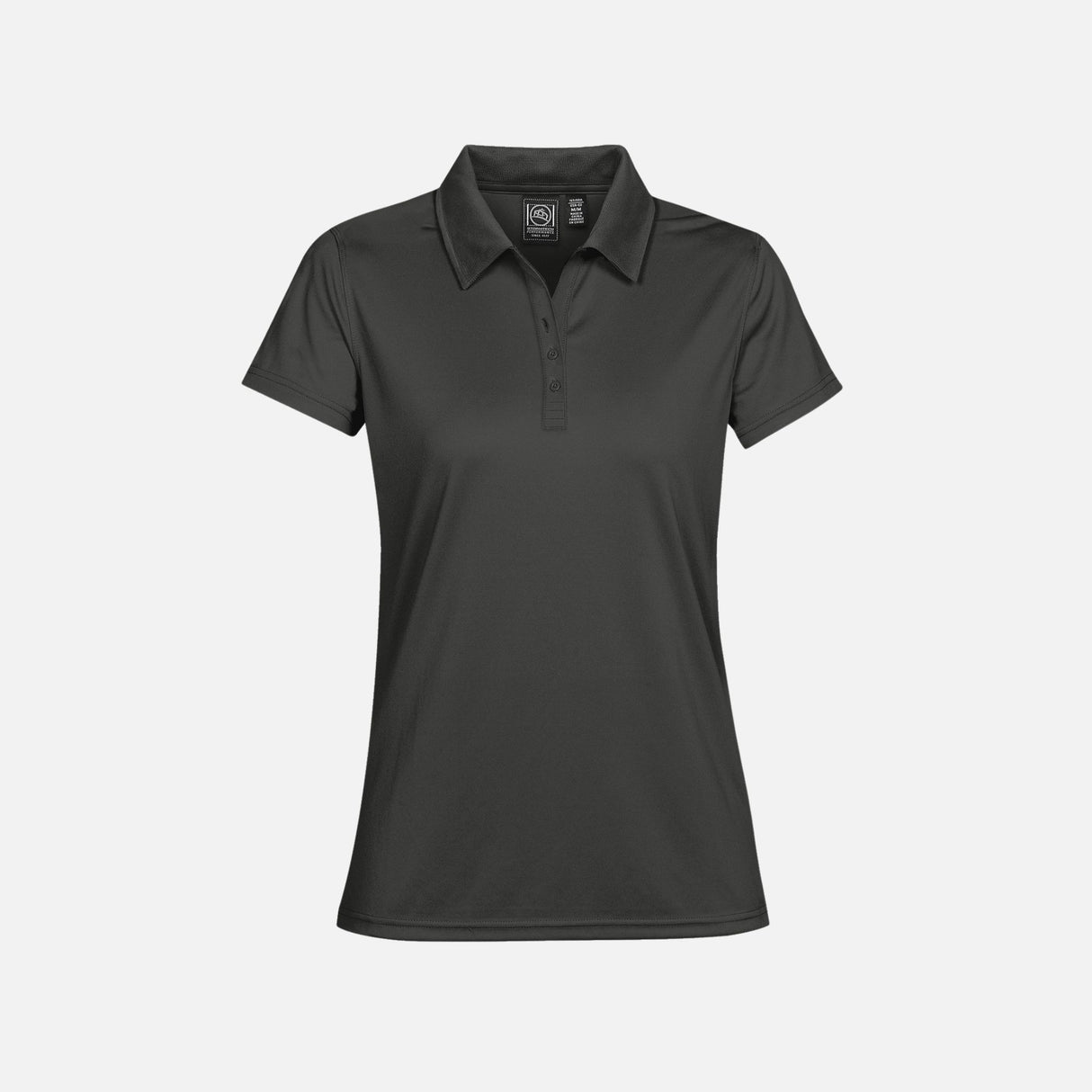 Polo Eclipse Stormtech PG-1W en coton gris foncé avec col et manches longues, porté sur un mannequin.