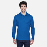Polo Core365 Pinnacle Performance bleu royal, vêtement polo homme, col classique et logo brodé sur la poitrine