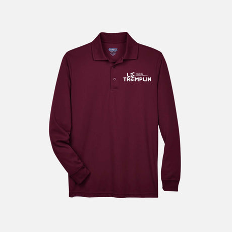 Polo homme Core365 Pinnacle Performance marron, col classique, tissu confortable, détail du logo sur la poitrine.