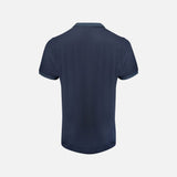 Polo bicolore pour homme James Harvest, en tissu bleu marine et blanc, avec col et manches à rayures, vêtement décontracté.