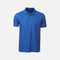 Polo à manches courtes OGIO OG101 bleu en tissu léger, porté sur mannequin, vêtement polo pour homme ou femme.