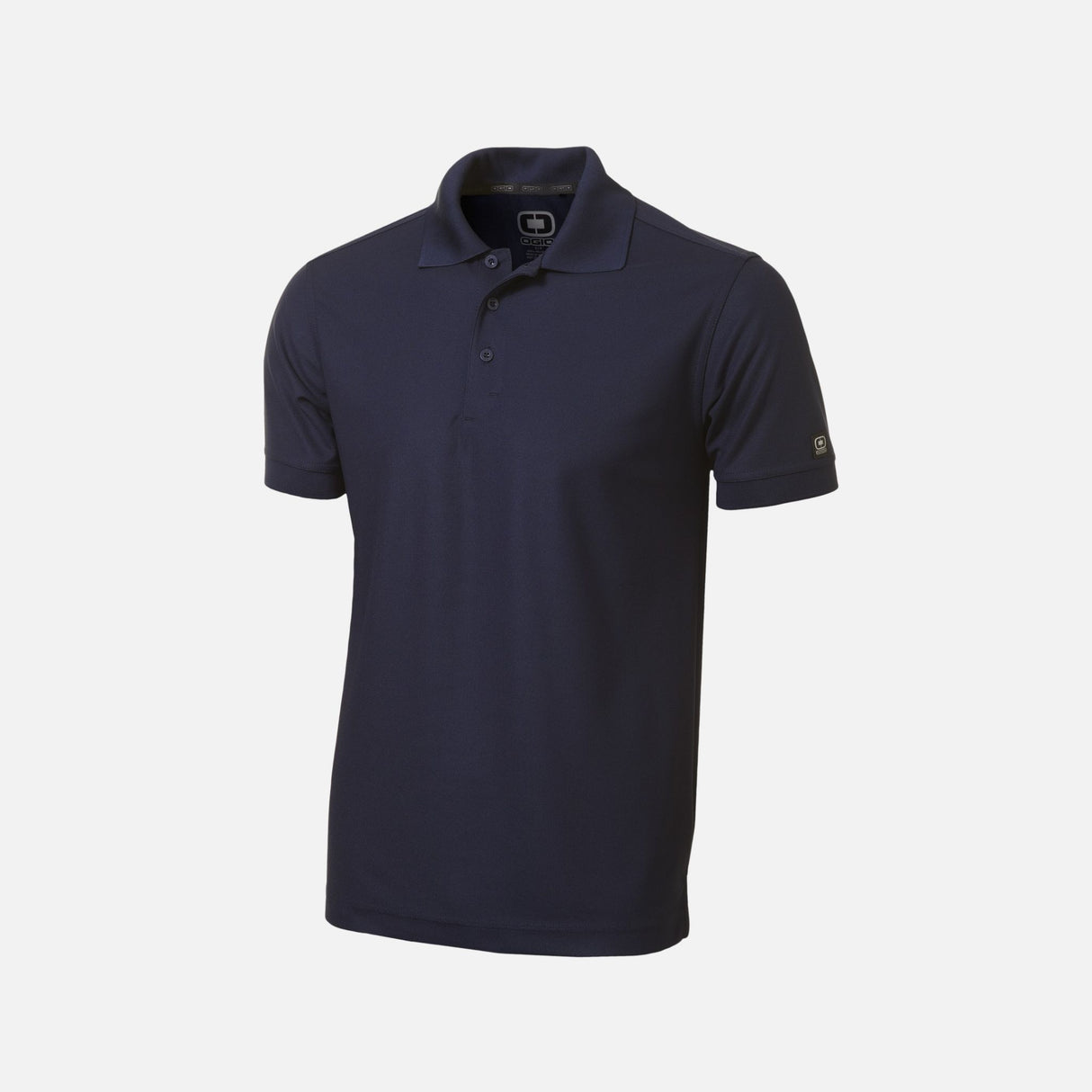 Polo à manches courtes OGIO OG101 en marine, vêtement polo pour homme avec col et boutons, vue de face.