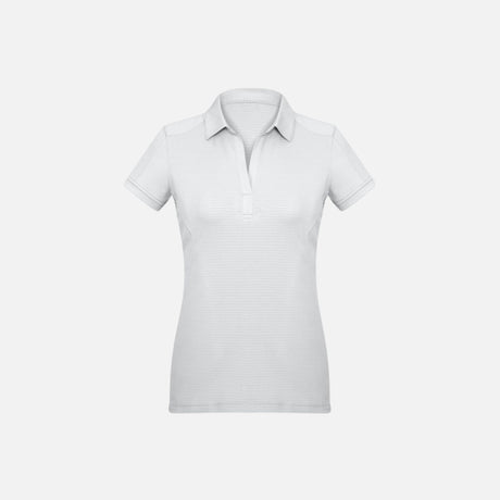 Polo à manches courtes pour femme Biz P706LS blanc, vêtement polo corp pour look décontracté et élégant.