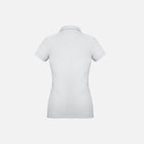 Polo à manches courtes pour femme Biz P706LS blanc, vêtement élégant en coton avec col classique et logo discret.