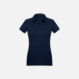 Polo à manches courtes pour femme Biz P706LS en marine, vêtement polo en coton avec col et boutons, style décontracté.