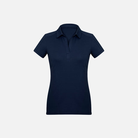 Polo à manches courtes pour femme Biz P706LS en marine, vêtement polo en coton avec col et boutons, style décontracté.