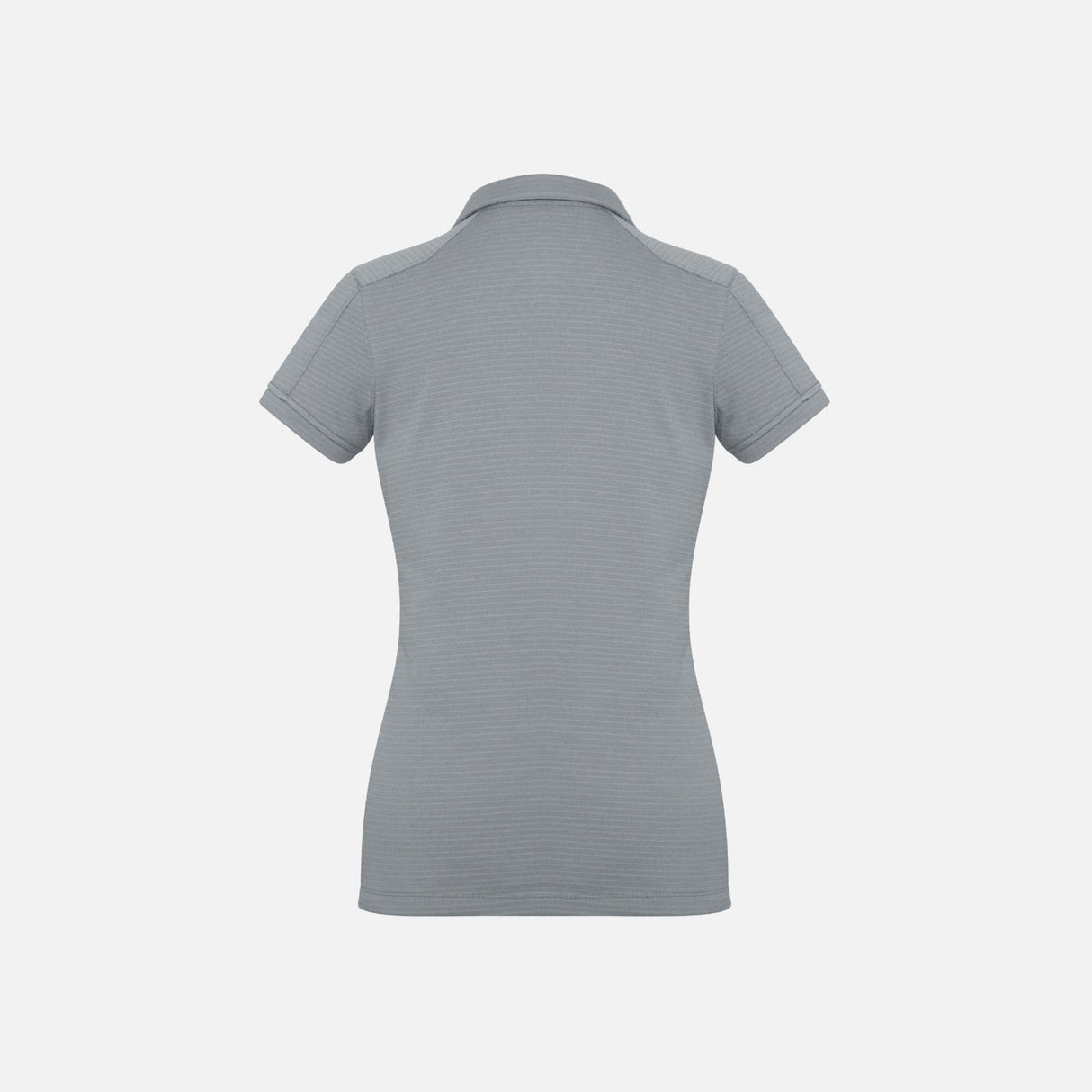 Polo à manches courtes pour femme Biz P706LS en tissu argenté, vêtement élégant et confortable.