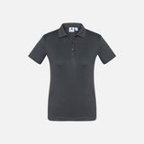 Polo à manches courtes pour femme Biz, vêtement polo corp pour femme, gris, tissu léger et confortable.