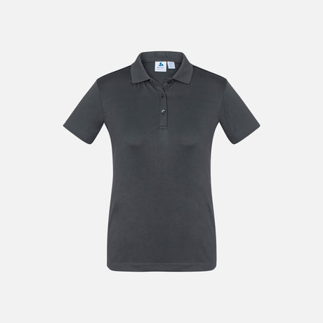 Polo à manches courtes pour femme Biz, vêtement polo corp pour femme, gris, tissu léger et confortable.