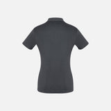 Polo à manches courtes pour femme Biz, vêtement polo corp, en gris, tissu léger et confortable, look élégant et décontracté.