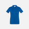 Polo à manches courtes pour femme Biz Ace en bleu royal, vêtement polo corporel, vue de face avec col et boutons.