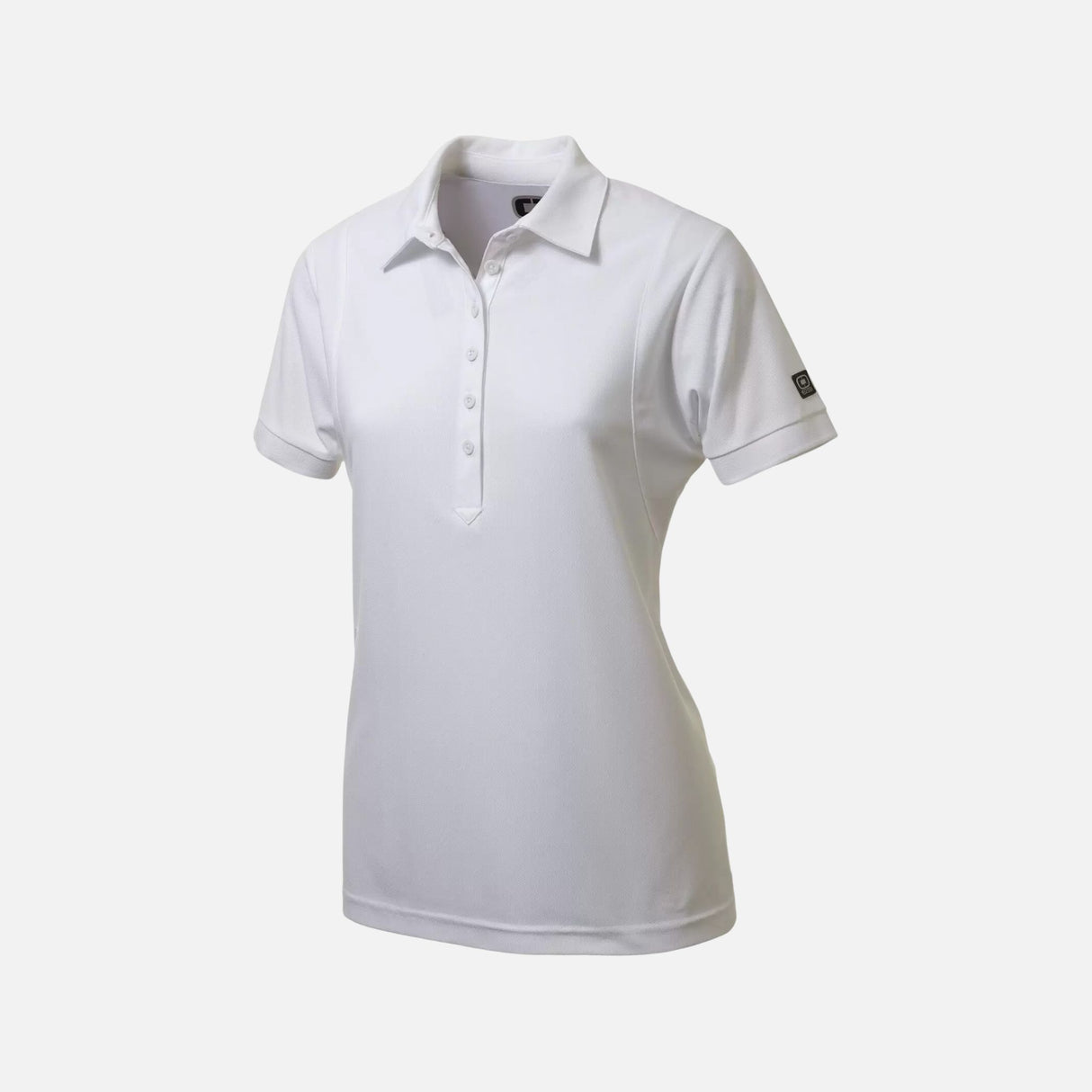 Polo à manches courtes pour femme OGIO LOG101 blanc, vêtement polo en tissu léger et confortable.