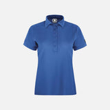 Polo à manches courtes pour femme OGIO LOG101 en bleu, vêtement polo corporel, tissu léger et confortable.