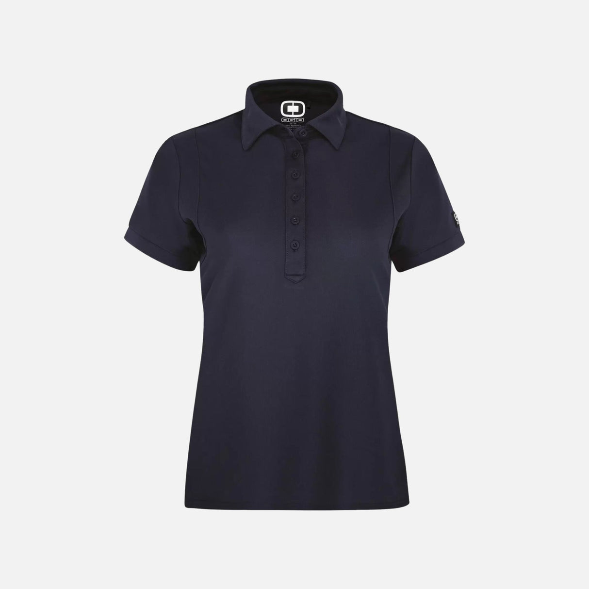 Polo à manches courtes femme OGIO LOG101 en marine, vêtement polo pour femmes avec col et manches courtes.