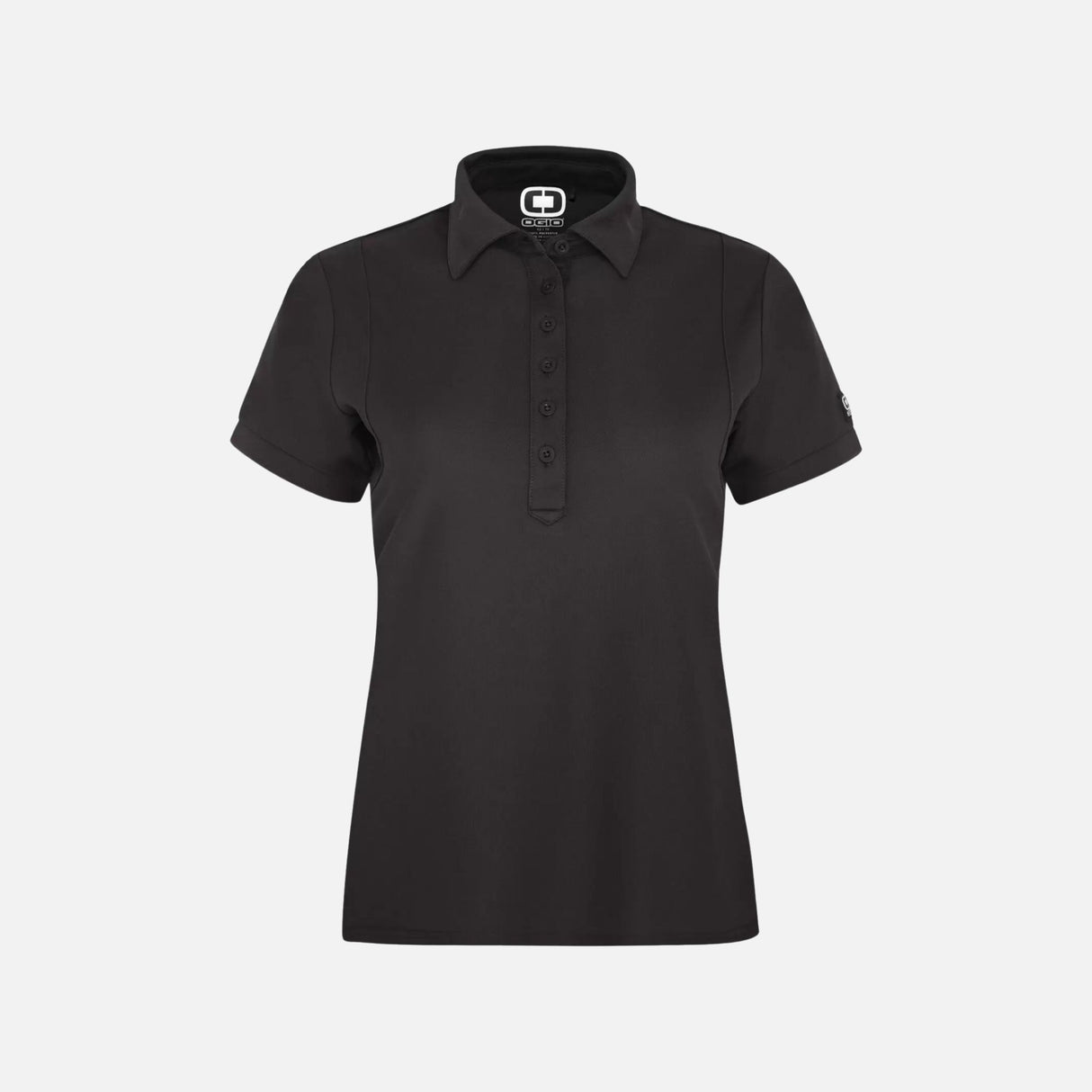 Polo à manches courtes pour femme OGIO LOG101 noir, vêtement polo en tissu léger et confortable.