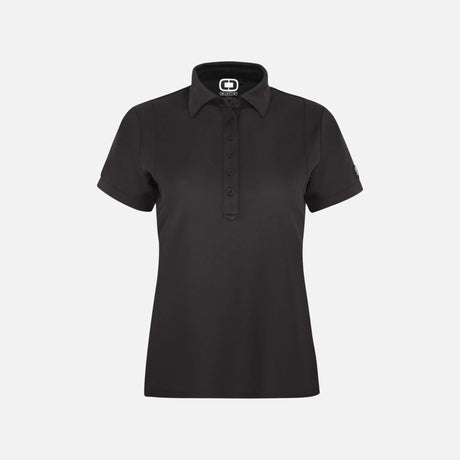 Polo à manches courtes pour femme OGIO LOG101 noir, vêtement polo en tissu léger et confortable.