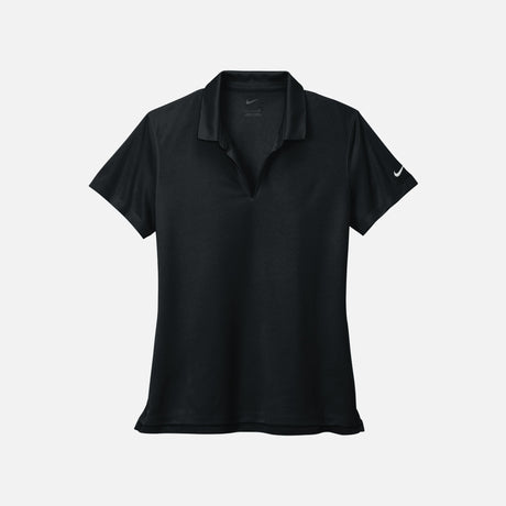 Polo à manches courtes pour femme Nike Sanmar noir, vêtement polo en coton doux, élégant et confortable.