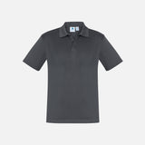 Polo à manches courtes pour homme Biz Ace en gris, tissu confortable, col classique, look décontracté et élégant.