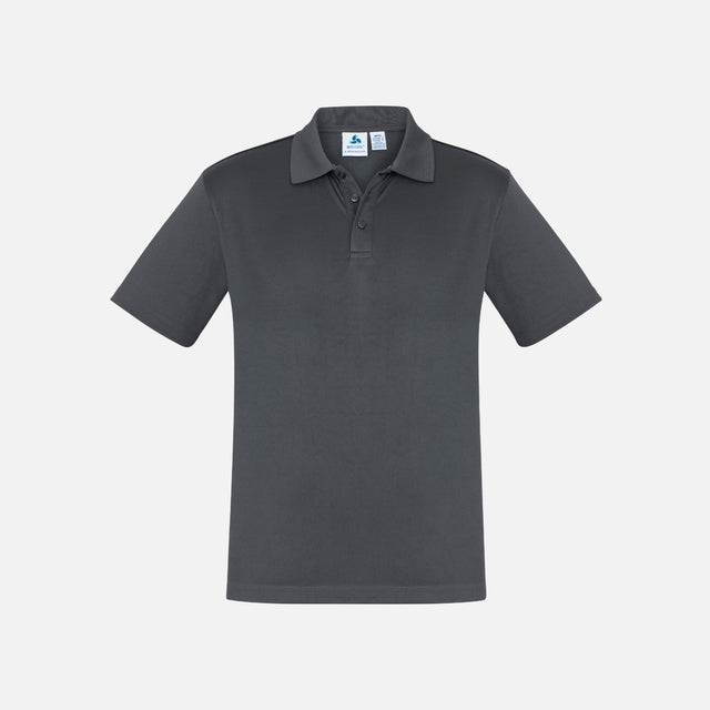 Polo à manches courtes pour homme Biz Ace en gris, tissu confortable, col classique, look décontracté et élégant.