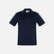 Polo à manches courtes pour homme Biz, couleur marine, en tissu confortable, porté par un mannequin.