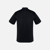 Polo à manches courtes pour homme Biz Ace en tissu noir, col classique et logo sur la poitrine.