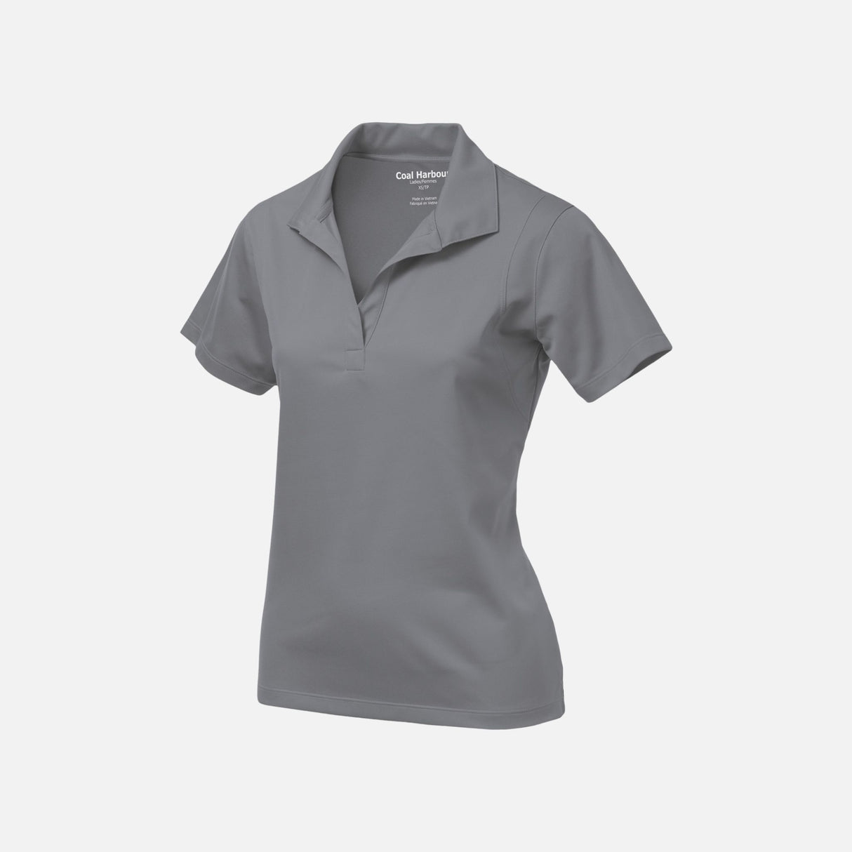 Polo manches courtes pour femme Coal Harbour en gris, vêtement de style décontracté avec col classique et logo discret.