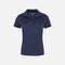 Polo manches courtes pour femme Coal Harbour en tissu bleu marine, ajusté avec col classique et boutons devant.