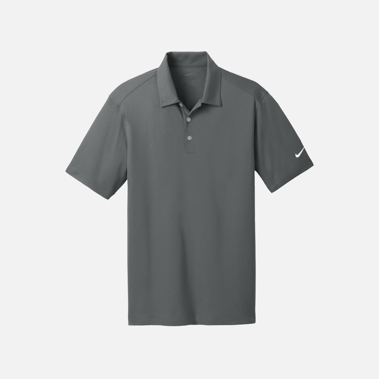 Polo à manches courtes pour homme Nike gris, tissu léger et confortable, porté sur mannequin.