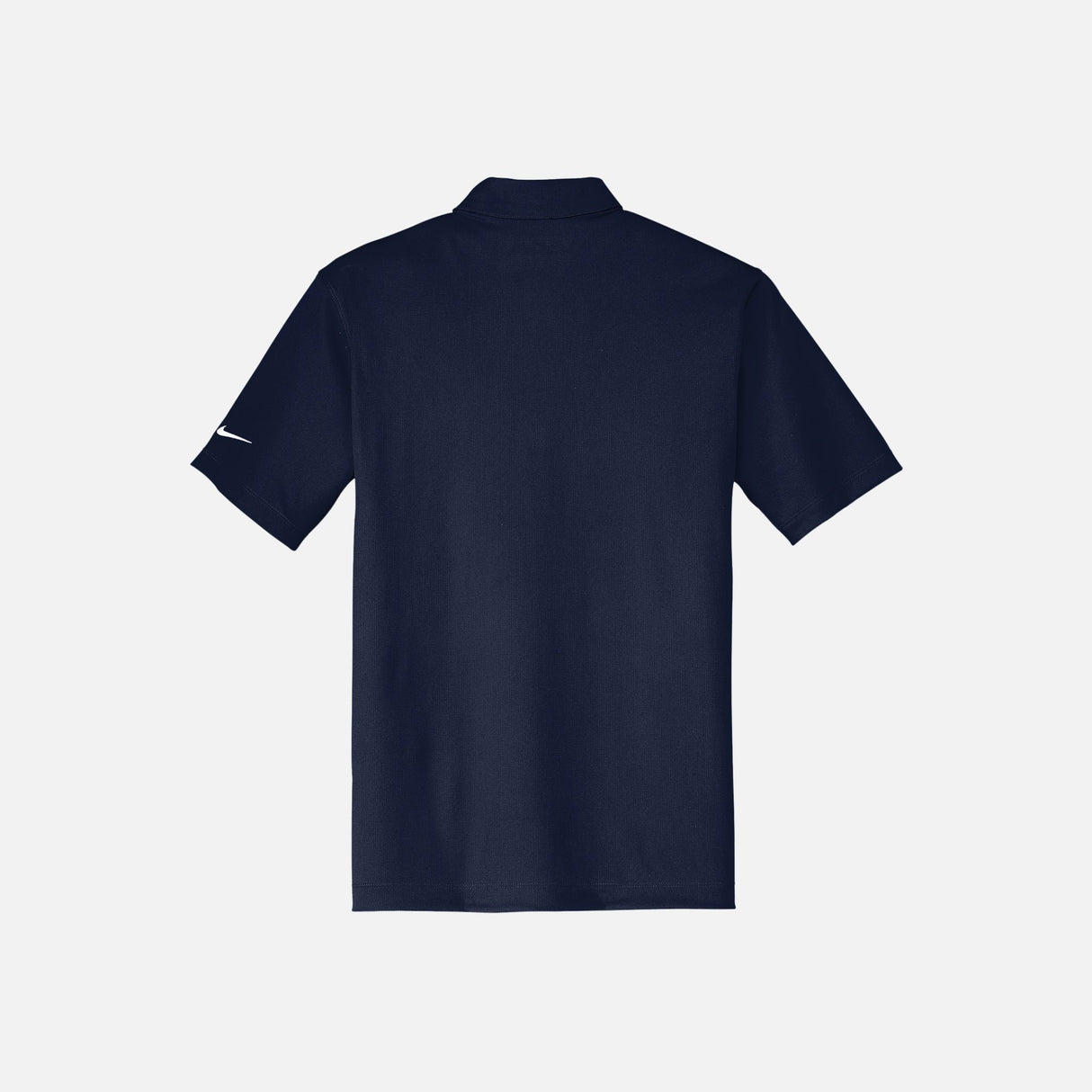 Polo à manches courtes pour homme Nike en tissu bleu marine, détail du col et logo Nike sur la poitrine.