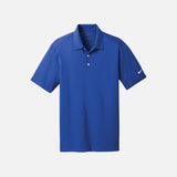 Polo à manches courtes pour homme Nike, tissu bleu royal, col classique, logo Nike visible, vêtements polos corpo.