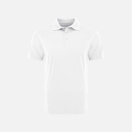 Polo manches courtes pour homme Coal Harbour blanc, vêtement polo en coton avec col classique, porté sur un mannequin.