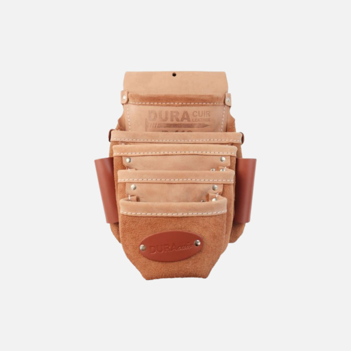 Sac à outils en cuir Dura Cuir avec 5 poches, robuste et organisé, pour un rangement pratique et durable.