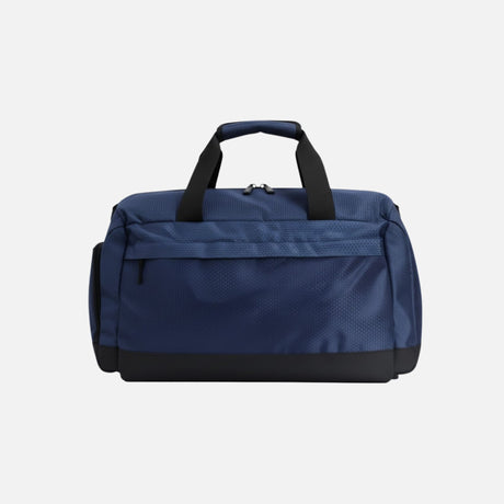 Sac de sport bleu personnalisé avec logo Busrel Chris, accessoire de promotion d'entreprise, en tissu léger et pratique.