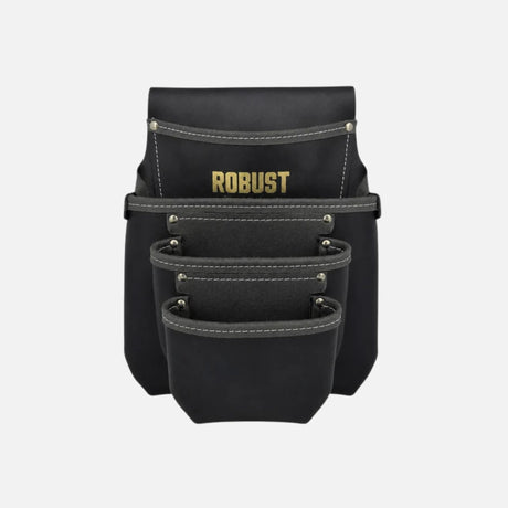 Sac à outils Camro noir avec 4 poches, robuste, idéal pour organisation et résistance lors de travaux.