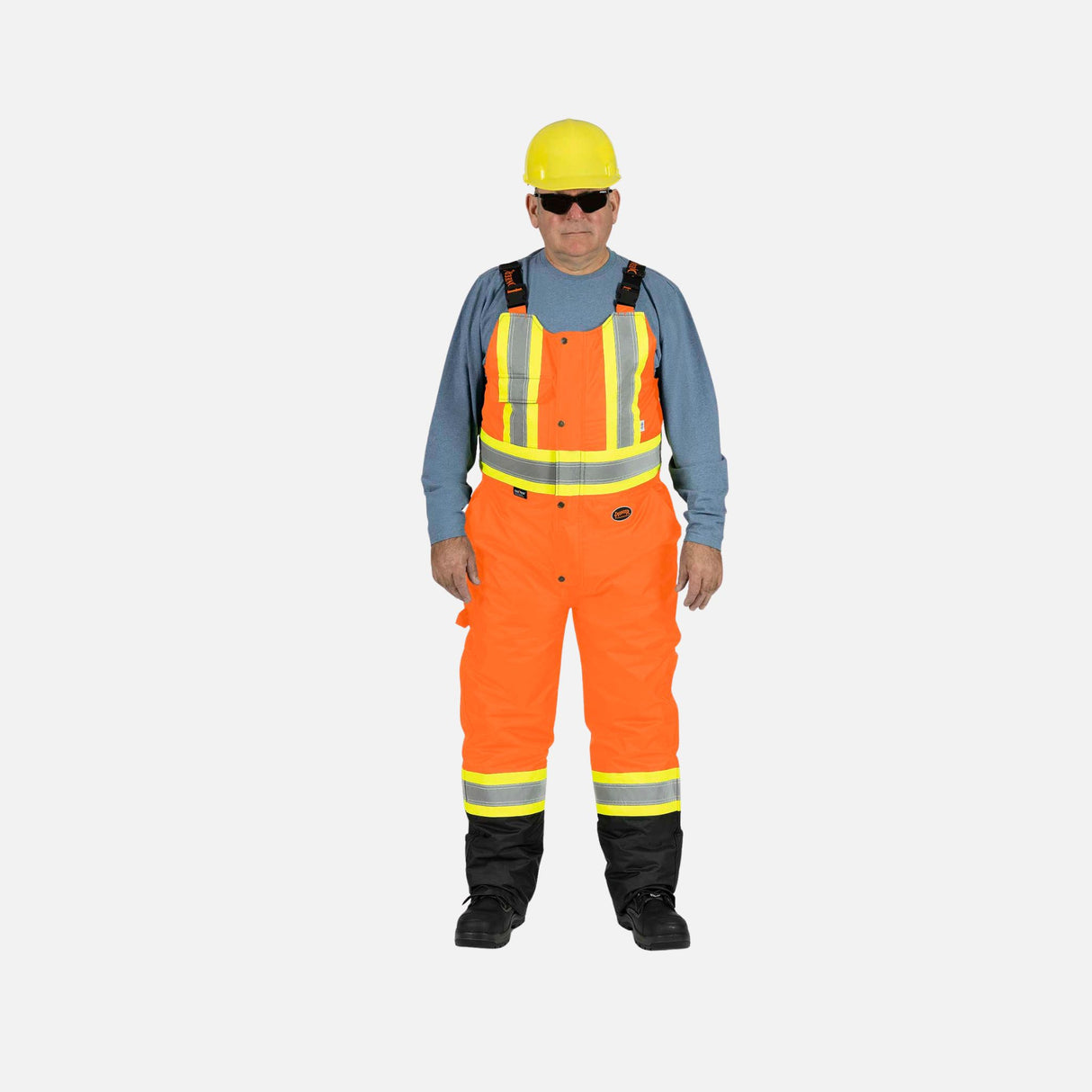 Salopette de sécurité haute visibilité imperméable Surewerx, orange et noire, isolée et robuste pour le travail en extérieur.