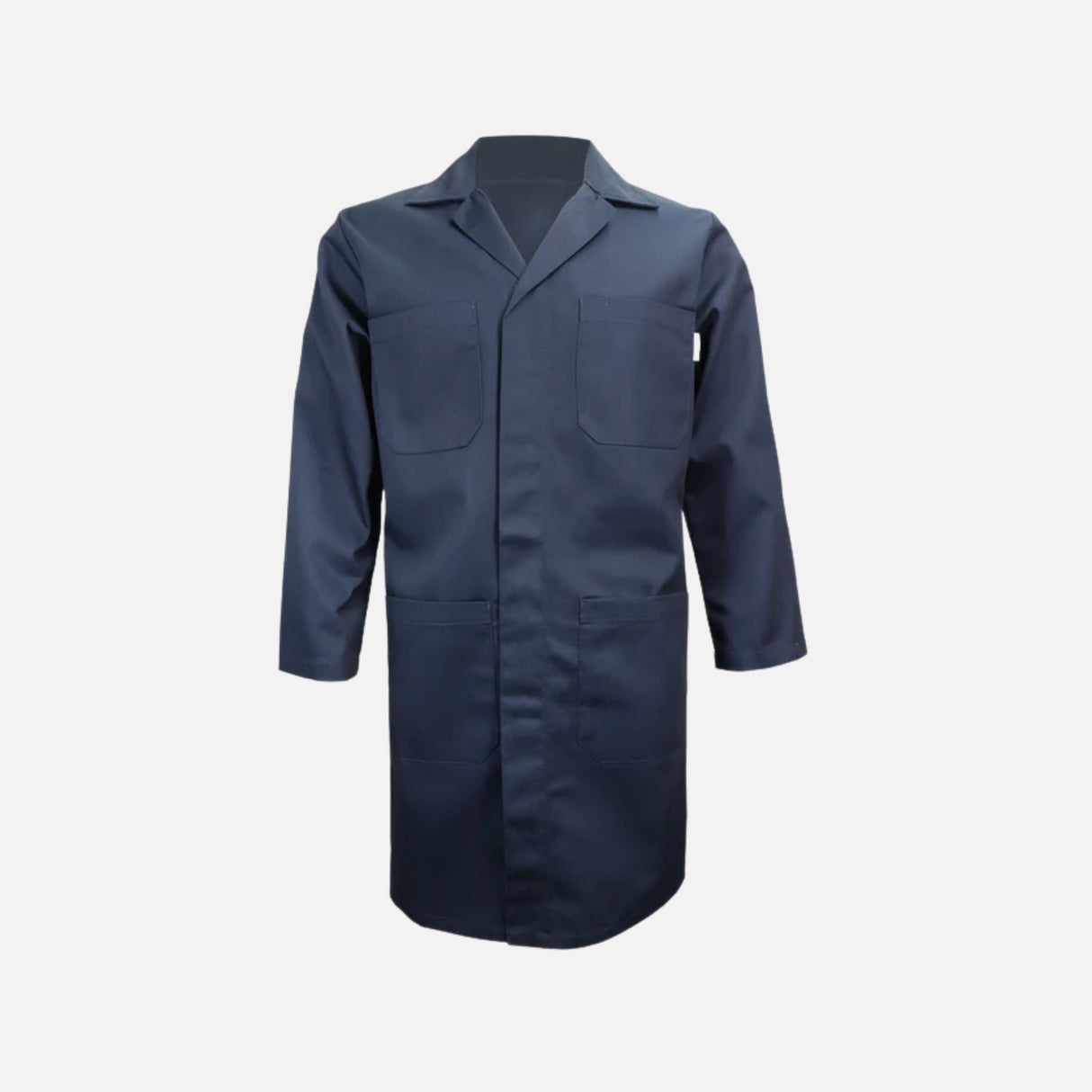 Sarrau de travail marine Gatts en coton durable, avec col et poches pour protection et confort lors du travail.