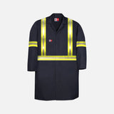 Blouse de travail Big Bill en tissu ignifuge marine, sans poches, conçue pour la sécurité et la visibilité au travail.