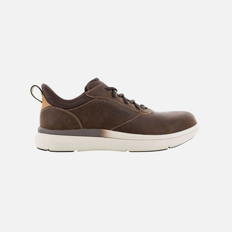 Souliers de travail sans lacets Reebok Fleet Work en brun avec embout composite et semelle confortable.
