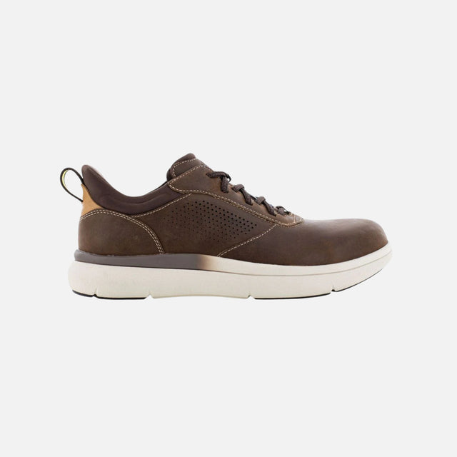 Souliers de travail sans lacets Reebok Fleet Work avec embout composite et semelle confortable, en brun.