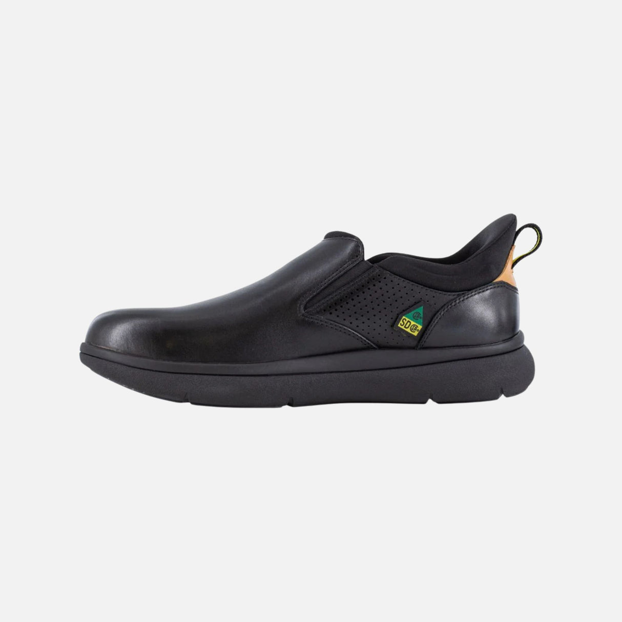 Souliers de travail sans lacets Reebok avec embout composite noir, confort et sécurité pour le travail.