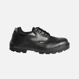 Souliers de travail en cuir noir Cofra, souliers robustes offrant confort et protection pour un usage quotidien.