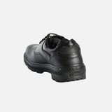 Souliers de travail en cuir noir Cofra, confortables et protecteurs, avec semelle robuste pour un usage quotidien.