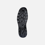 Souliers de travail Cofra en cuir noir, confortables et protecteurs, adaptés pour un usage quotidien.