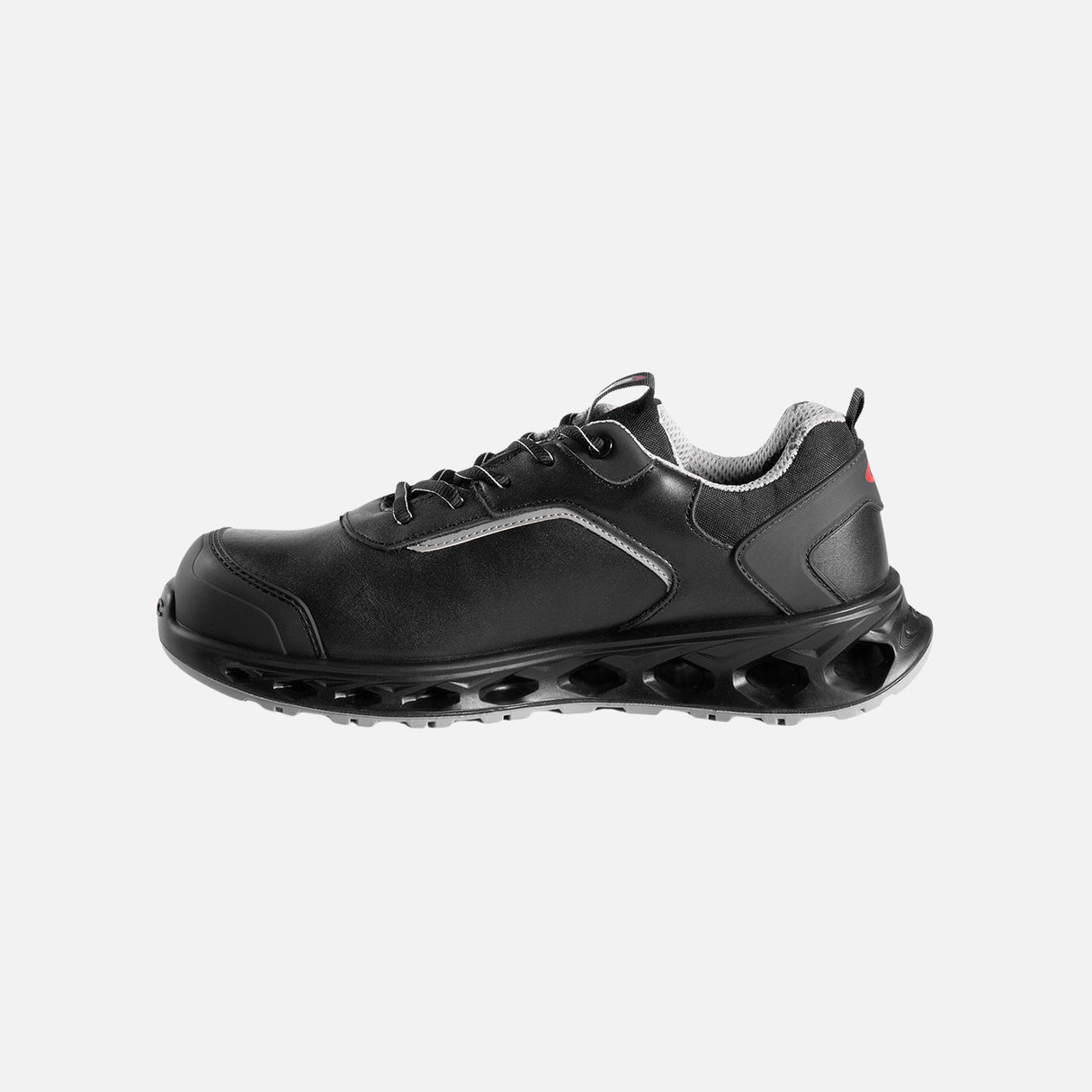 Souliers de sécurité en cuir Cofra avec embout composite et semelle antifatigue, chaussure de travail noire.