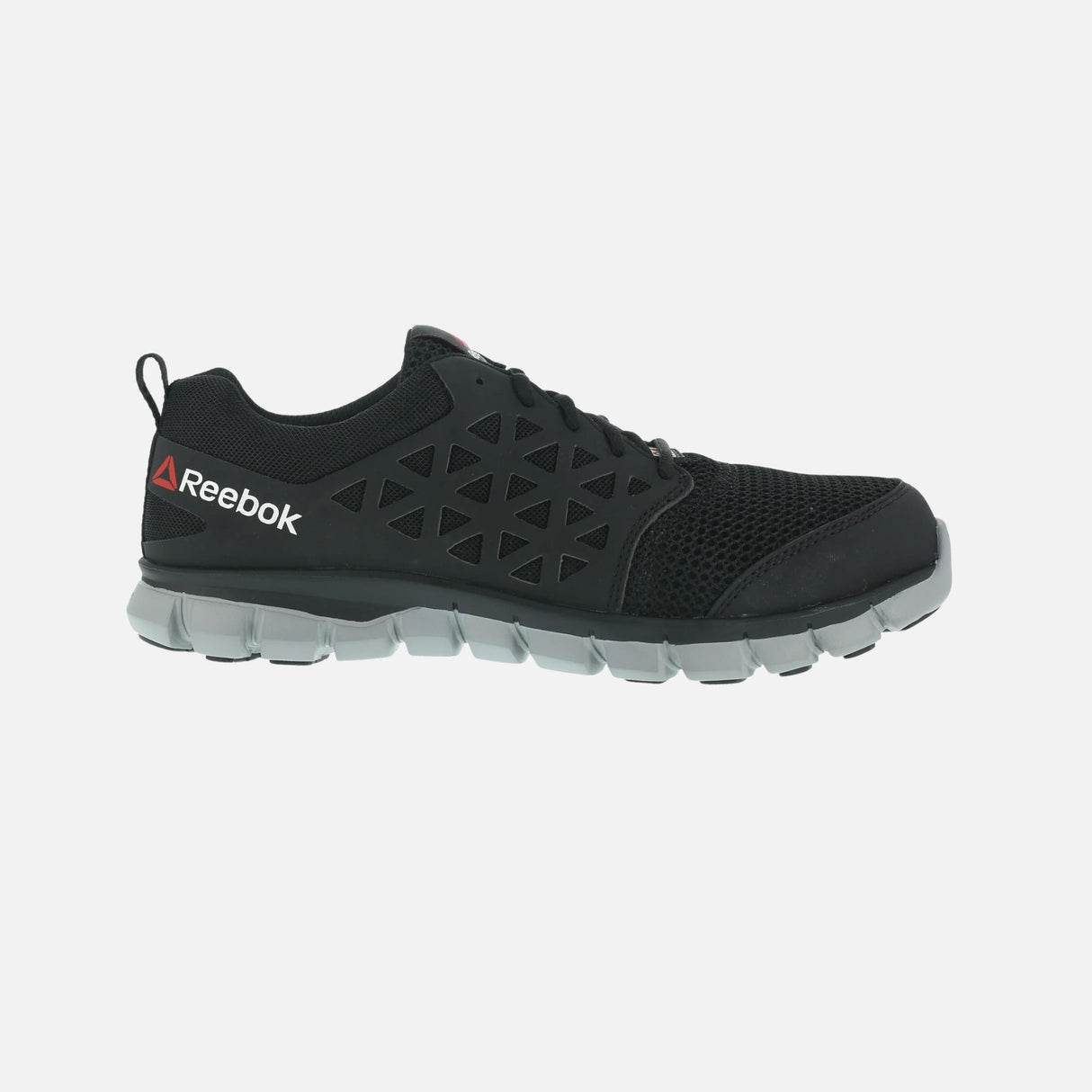 Souliers de travail athlétiques Reebok Sublite Cushion Work noir, légers et flexibles, conçus pour le confort et la performance.