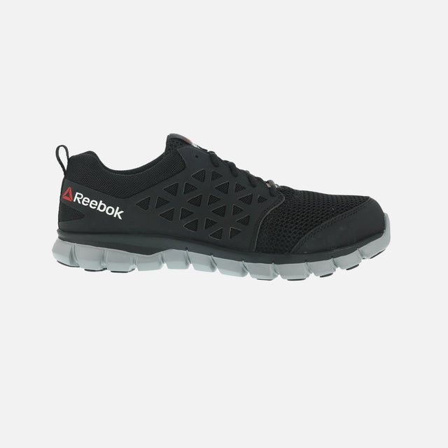 Souliers de travail athlétiques Reebok Sublite Cushion Work noir, légers et flexibles, conçus pour le confort et la performance.