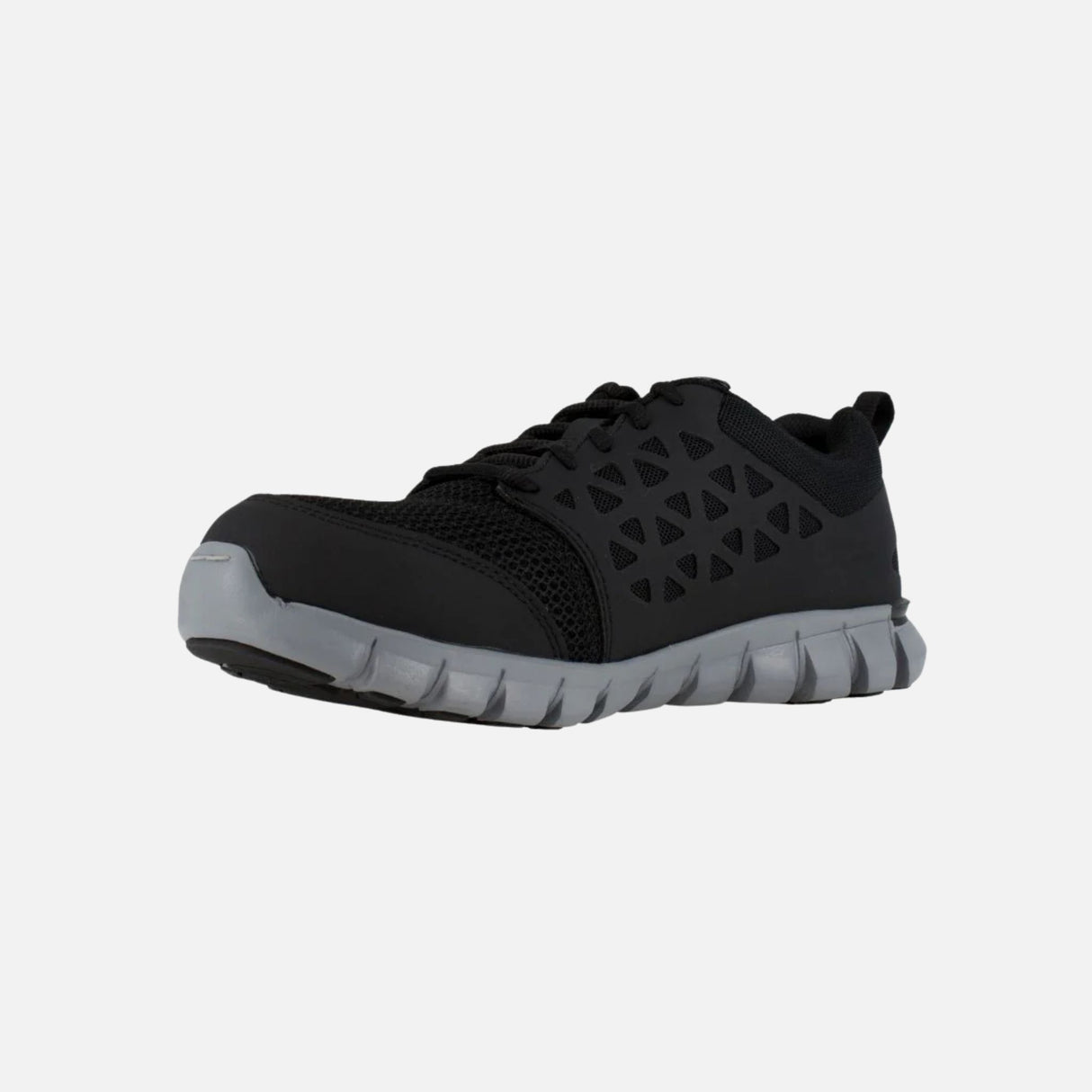 Souliers de travail Reebok Sublite Cushion Work noirs, légers et flexibles, conçus pour le confort et la performance.