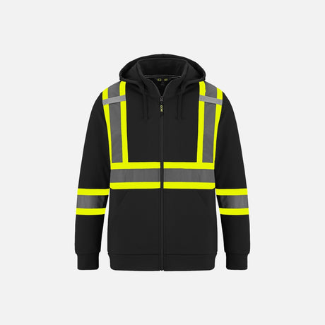 Sweat à capuche noir en molleton haute visibilité Infinity, vêtements de sécurité avec fermeture éclair, Canada Sportswear.